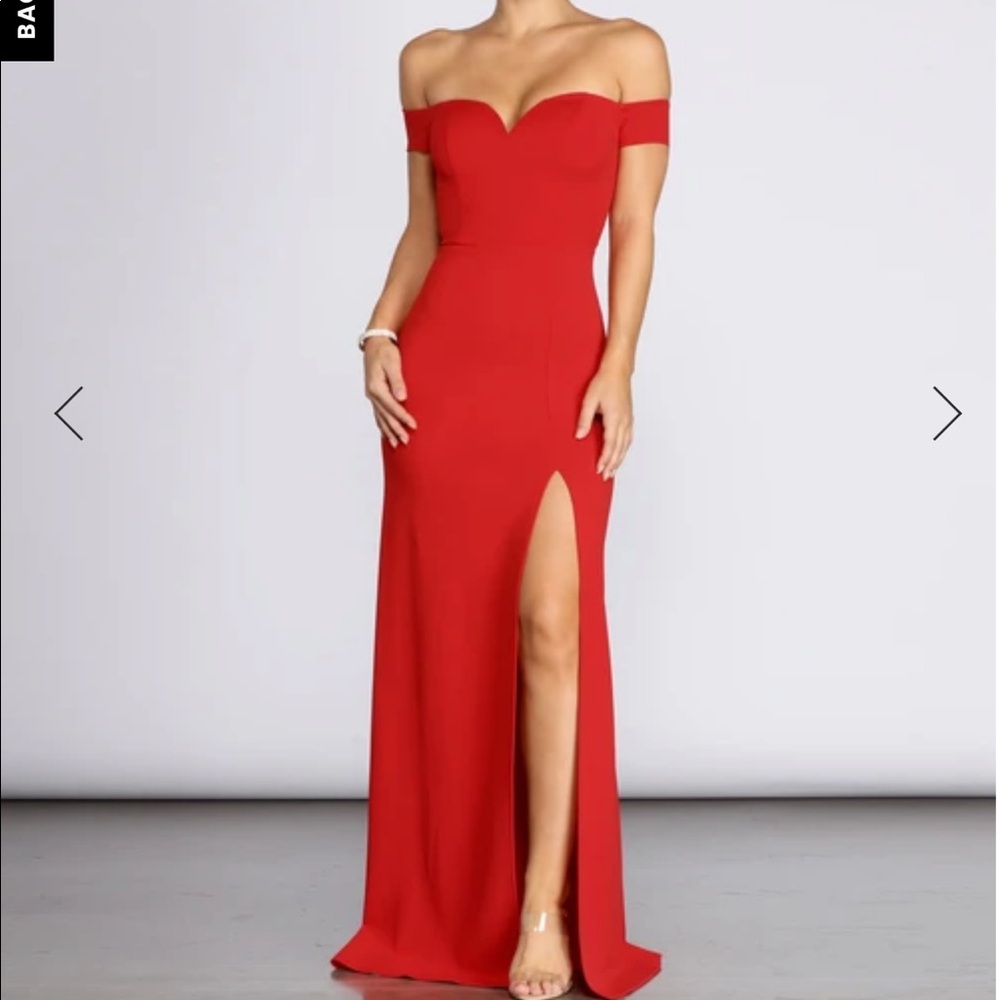 Off the shoulder dress with slit